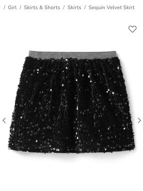 JANIE AND JACK Girls' Black Sequin Velvet Skirt with Glitter Waistband